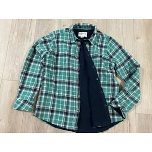 Orvis Fleece Lined Flannel Shirt Shacket Snap Front Plaid Womens Size L